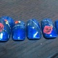 ミッドナイトブルーに黒レース　赤い薔薇