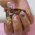 ペイントグラデーションネイル　お花たち
