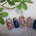 ピンク＆紺　ペイントお花