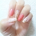 桜色×甘辛ドットネイル