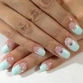 透け花グリーンネイル
