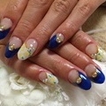 ブルーフレンチ×小花柄