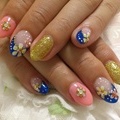 バイカラーフレンチ×お花アート