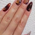 ブラウン×ゴールド×羽×グレージュ