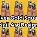 Silver Gold Square Nail Art 